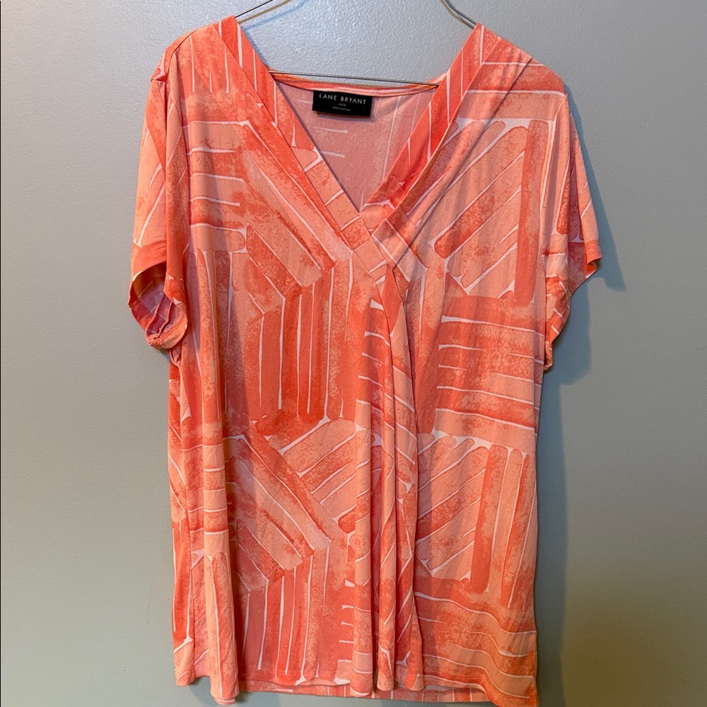 Lane Bryant Women's Coral V-Neck Top